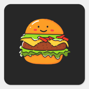 バーガーイラストレーション スクエアシール