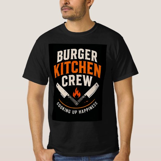 🍔バーガーキッチンクルーダイニングチーム 🍟 Tシャツ (正面)