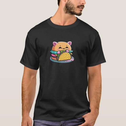 バーガーキャットタコ – カワイイお洒落ーおもしろい、フード Tシャツ (正面)