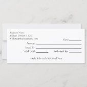 バーガーギフト券 (裏面)