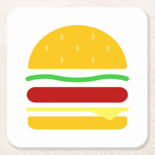 バーガークリップアート スクエアペーパーコースター