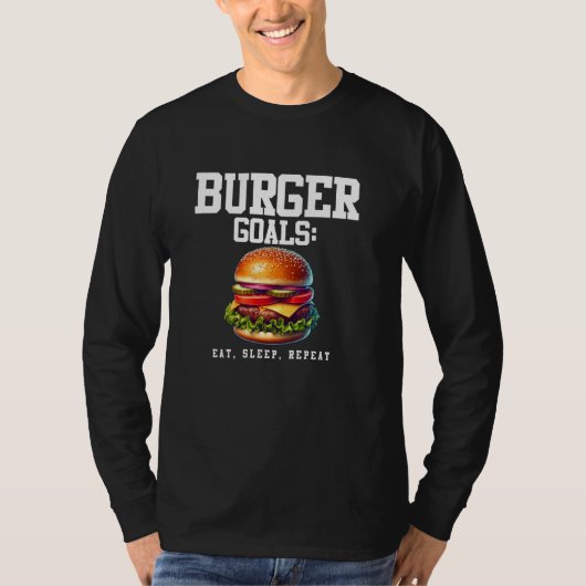 バーガーゴール食べススリープリピート Tシャツ (正面)
