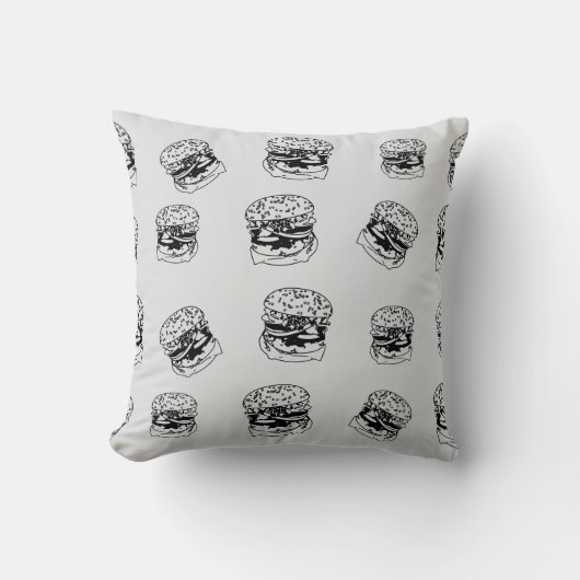 バーガーショップスタイルのパターン クッション (正面)