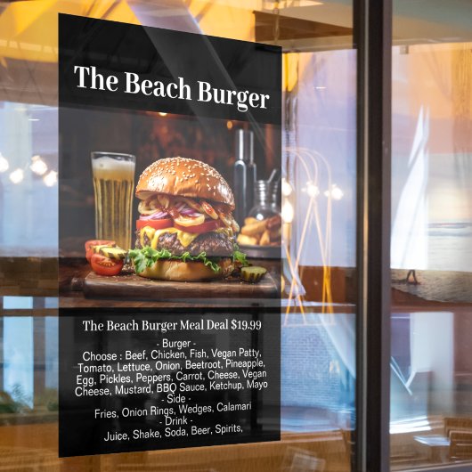 バーガーショップミールファストフードレストランバー事業 ウィンドウサイン