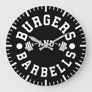 バーガースとバーベルおもしろいズ – トレーニングやる気を起こさせる ラージ壁時計