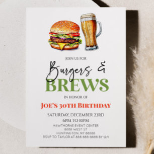 バーガース&ブルズビールグラス誕生日パーティー 招待状