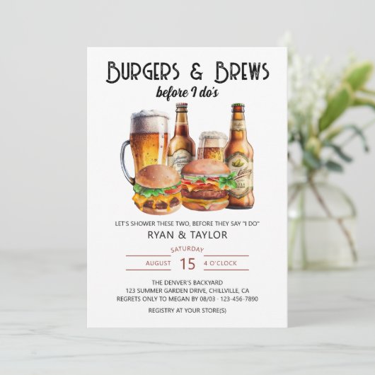 バーガーズアンドブレウズサマーBBQウェディングシャワー 招待状 (スタンド正面)