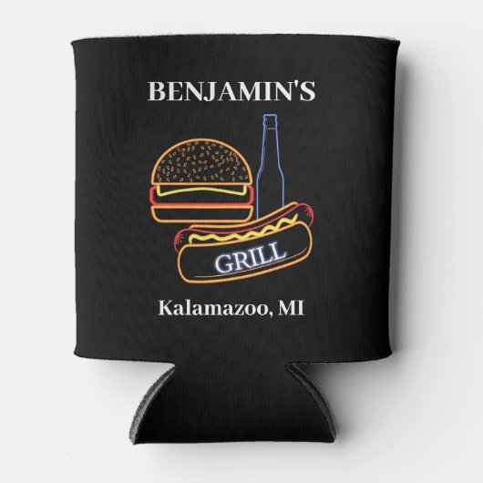 バーガーズホットドッグビールと裏庭グリル 缶クーラー (正面)