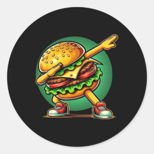 バーガーダビング踊りおもしろいバーガーハンバーガーフード ラウンドシール