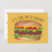 バーガーチーズバーガー懇親会ピクニッククックアウトパーティー インビテーションポストカード (正面/裏面)