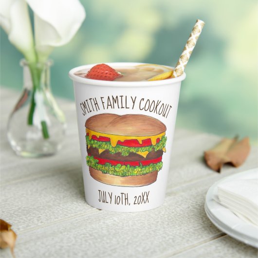 バーガーチーズバーガー懇親会ピクニッククックアウトパーティー 紙コップ (インサイチュ)