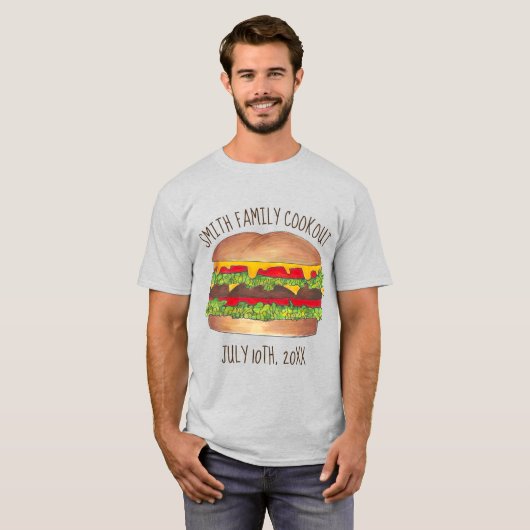 バーガーチーズバーガー懇親会ピクニッククックアウトパーティー Tシャツ (正面フル)