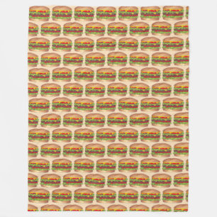 バーガーハンバーガーチーズバーガーファストフードグルメ フリースブランケット