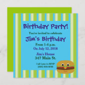 バーガーバースデーパーティ招待状 招待状 (正面/裏面)