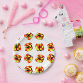 バーガーパターン ペーパープレート (パーティー)