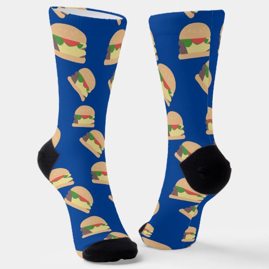 バーガーパーティーレストランパターンの靴下 ソックス (傾斜あり)