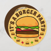 バーガーパーティー誕生日招待状 招待状 (正面/裏面)