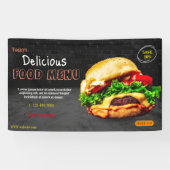 バーガーファストフードメニューバーベキューハンバーガーキュート 横断幕 (横)