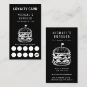 バーガーフードトラック白黒ロイヤリティカード 名刺 (正面/裏面)