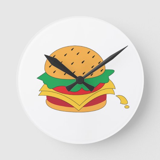 バーガーフードnoダイエット ラウンド壁時計 (正面)