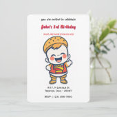 バーガーベビーパーソナライズされた誕生日 招待状 (スタンド正面)