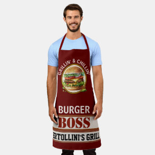 バーガーボスオールオーバープリントエプロン エプロン