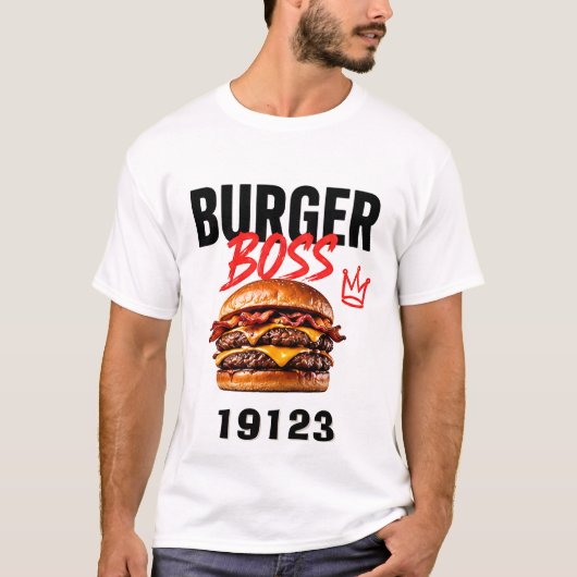 🍔 バーガーボス ファストフード レストランマネージャー 👑 Tシャツ (正面)