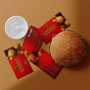 バーガーレストランビジネス   ミニマリスト明るい赤 名刺