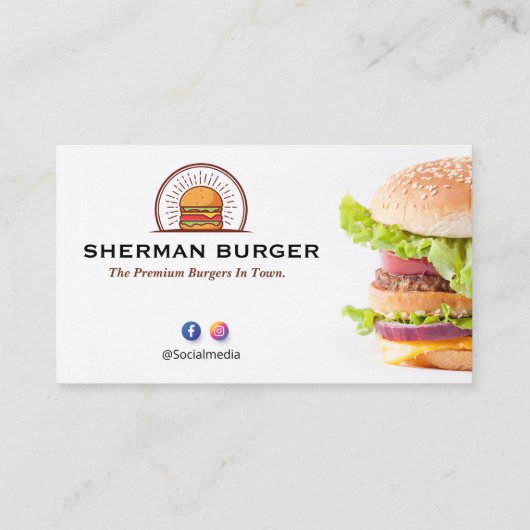 バーガーレストランビジネス | ミニマル白 名刺 (裏面)