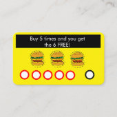 バーガーレストラン,ファストフードクーポンカスタマーカード 名刺 (正面)