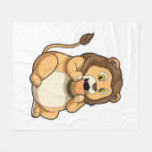 バーガー付きライオン フリースブランケット (正面(横))