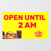 バーガー屋さんのロゴをカスタマイズ ２時まで営業 ウィンドウサイン (シート)