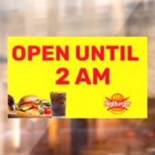 バーガー屋さんのロゴをカスタマイズ ２時まで営業 ウィンドウサイン (シート2)