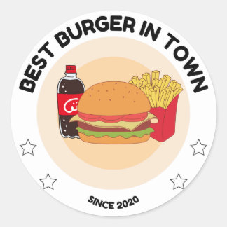 バーガー愛好家のレストランのステッカー ラウンドシール