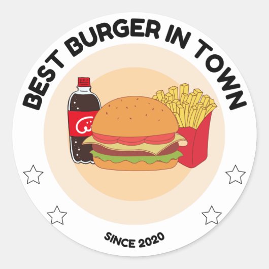 バーガー愛好家のレストランのステッカー ラウンドシール (正面)