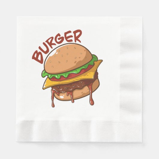 バーガー愛好家 縁ありランチョンナプキン (正面)