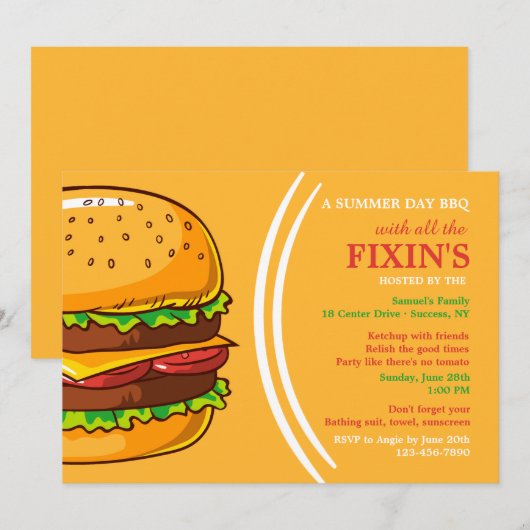 バーガー招待状 招待状 (正面/裏面)