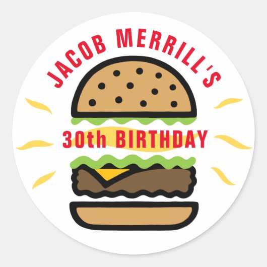 バーガー誕生日ナイエイジカスタム ラウンドシール (正面)