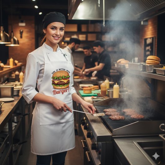 バーガー調理が人生を豊かに Apron ロングエプロン
