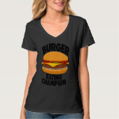 バーガー食べズチャンピオンバーガーティーズ女子グルメ Tシャツ (正面)