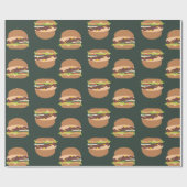 バーガー食品アートワークパターングリーンラッピング紙 ラッピングペーパー (フラット)