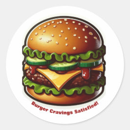 バーガー ステッカー 食欲が満たされた デザイン