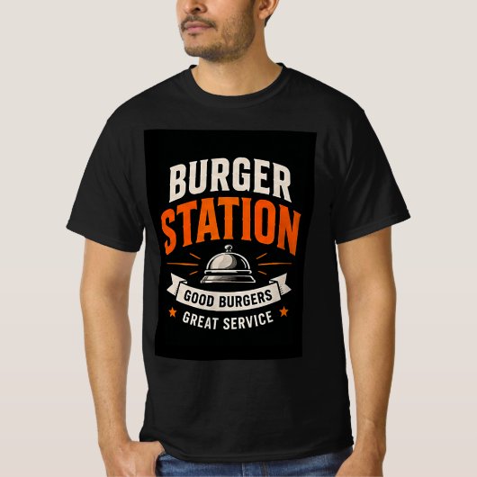 🍔バーガー・ステーション・レストラン調理クルー🍟 Tシャツ (正面)
