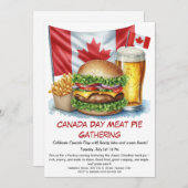 バーガー&ビールとバックヤードのクックアウト | カナダの日 招待状 (正面/裏面)