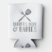 バーガー、ビールとベビーBBQベビーシャワー 缶クーラー (正面)