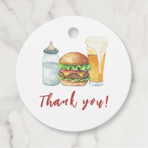 バーガー、ビールの赤ちゃんシャワーありがとう フェイバータグ