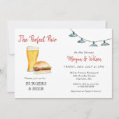バーガー&ビールカップルのシャワーの招待状 案内状 (正面)