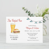 バーガー&ビールカップルのシャワーの招待状 案内状 (スタンド正面)