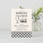 バーガー&ビール任意の大事な行事または誕生日パーティー 招待状 (スタンド正面)