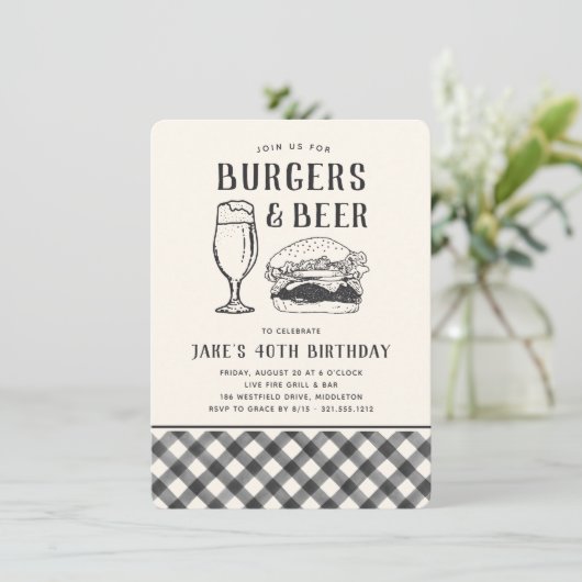 バーガー&ビール任意の大事な行事または誕生日パーティー 招待状 (スタンド正面)